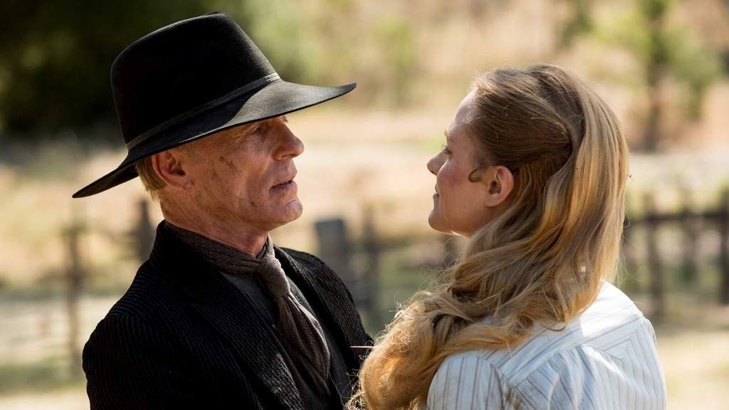Evan Rachel Wood y Ed Harris en 'Westworld'